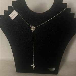 Starling Silver Rosary with Cross  and Virgen María Pendant